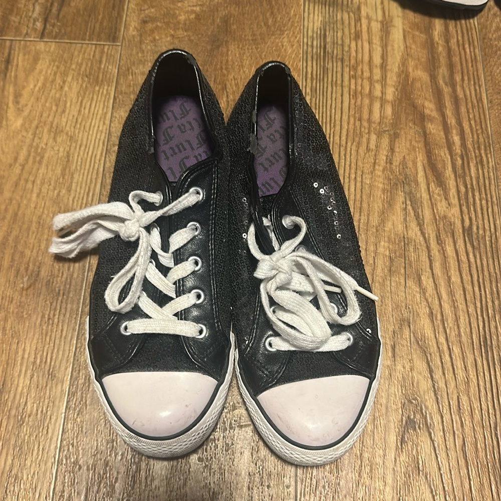 Black sequin sneakers